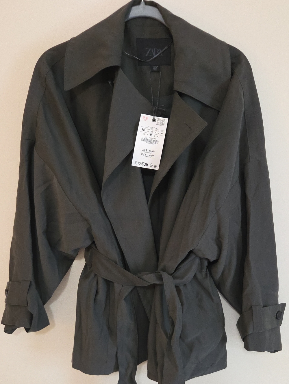 Zara Khaki   Belted Trench Coat